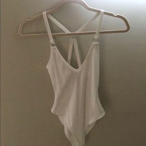 White v-cut body suit sz s